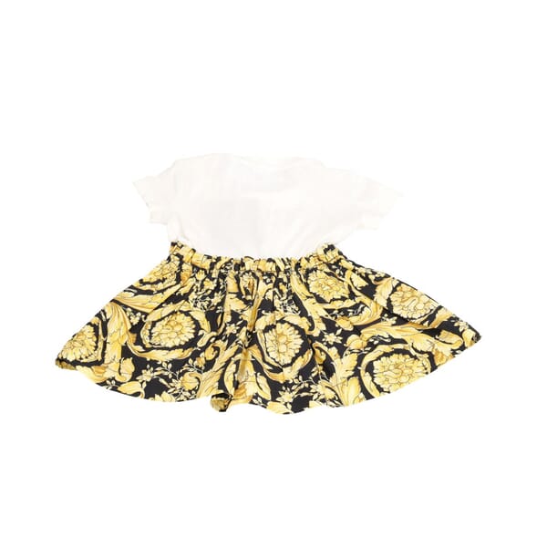 Cotton Barocco Baby Dress Yellow/White/Black