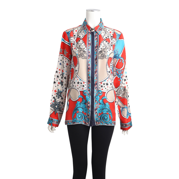 COLLECTION Silk Baroque Print Shirt Red/Blue