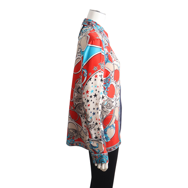COLLECTION Silk Baroque Print Shirt Red/Blue