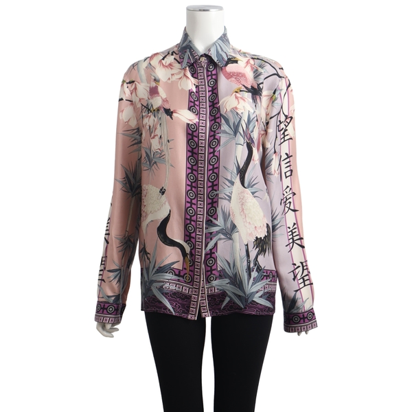 Silk Birds Shirt Lilac