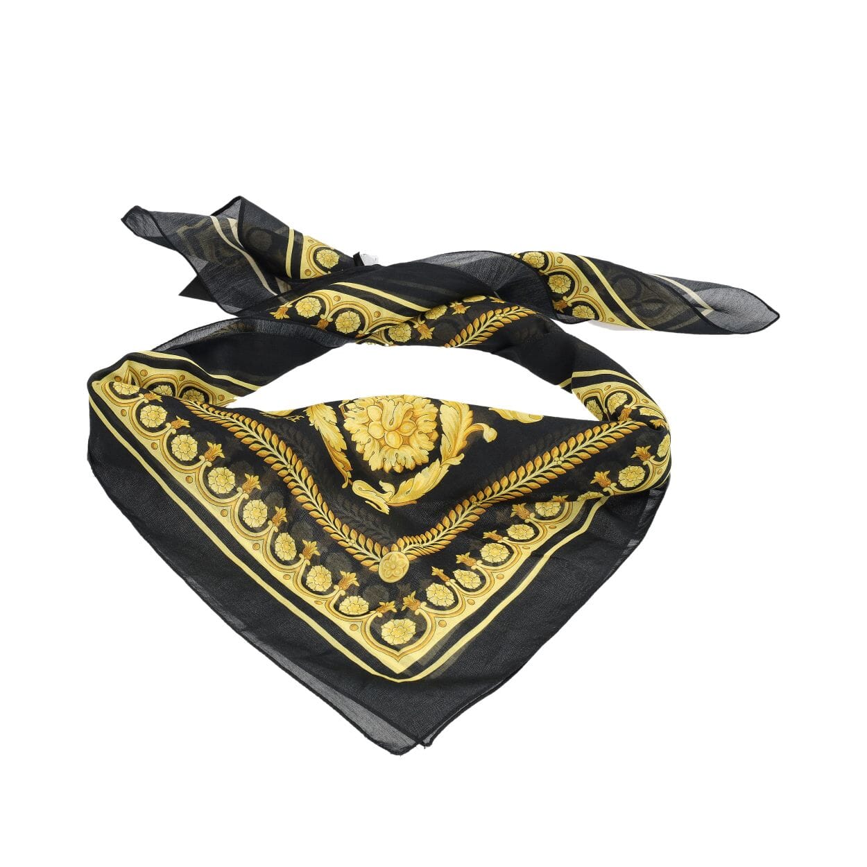 Cotton/Silk Cover Up Foulard Black/Yellow