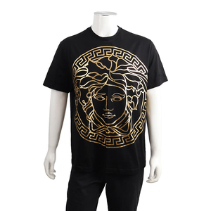 Cotton Medusa Head Printed T-Shirt Black/Gold