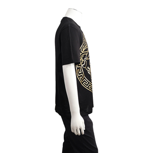 Cotton Medusa Head Printed T-Shirt Black/Gold, view 2
