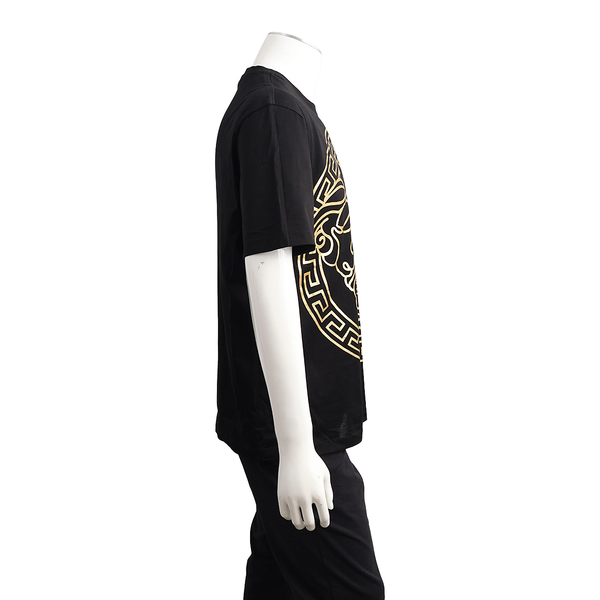 Cotton Medusa Head Printed T-Shirt Black/Gold