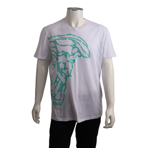 COLLECTION Cotton Medusa Graphic Printed T-Shirt White/Turqoise