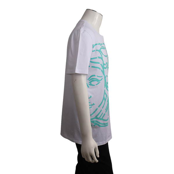 COLLECTION Cotton Medusa Graphic Printed T-Shirt White/Turqoise
