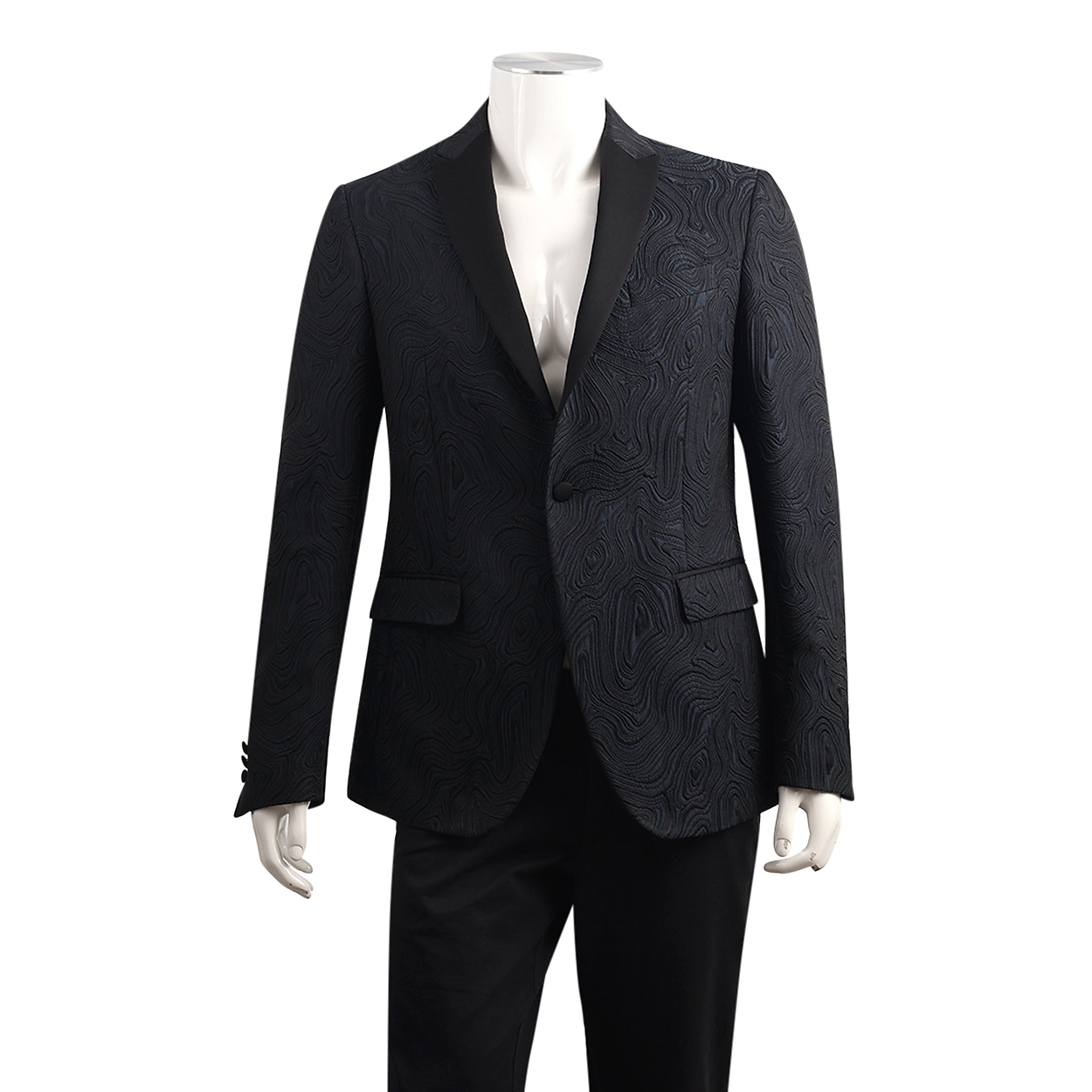 COLLECTION Polyester Jacquard Tuxedo Blazer Navy/Black