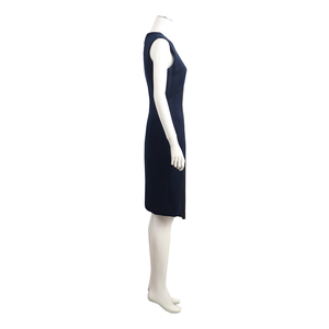Viscose Blend Sleeveless Zip Detail Midi Dress Blue/Black, view 2
