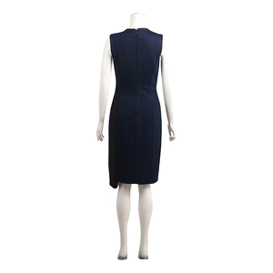 Viscose Blend Sleeveless Zip Detail Midi Dress Blue/Black, view 3