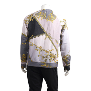 Cotton Blend Baroque Sweatshirt Grey/Gold, view 3