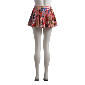 Polyester Kids Reef Printed Pleated Mini Skirt Pink, view 3