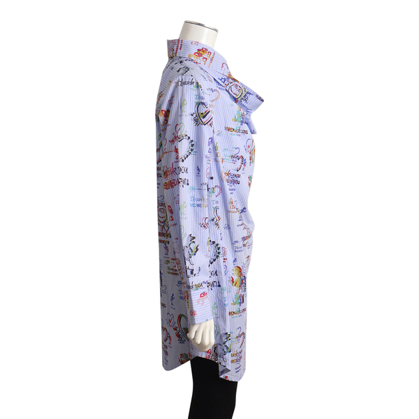 Cotton Graphic Print Striped Shirt Lilac