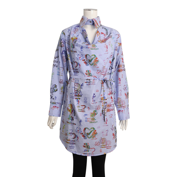 Cotton Graphic Print Striped Shirt Lilac