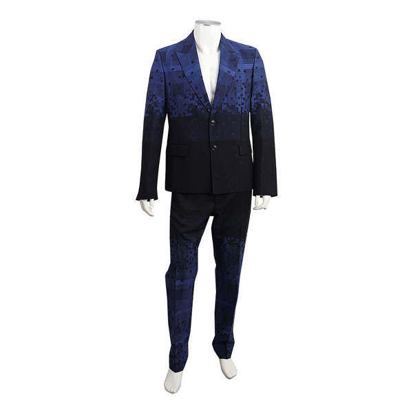 Wool Blend Slim Fit Suit Blue/Black