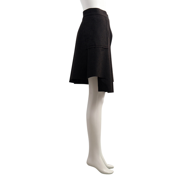 Wool Asymmetric Mini Skirt Black