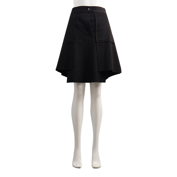 Wool Asymmetric Mini Skirt Black