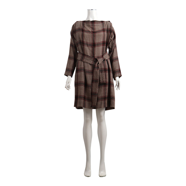 Vintage Wool Wrap Dress Burgundy/Brown