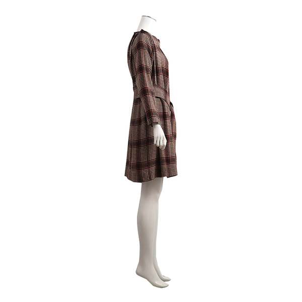 Vintage Wool Wrap Dress Burgundy/Brown