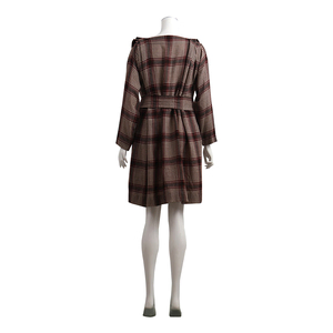 Vintage Wool Wrap Dress Burgundy/Brown, view 3