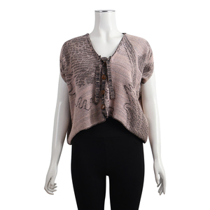 Cotton Blend/Knit Cardigan Pink/Black