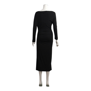 Vintage Viscose Ruched Dress Black, view 3