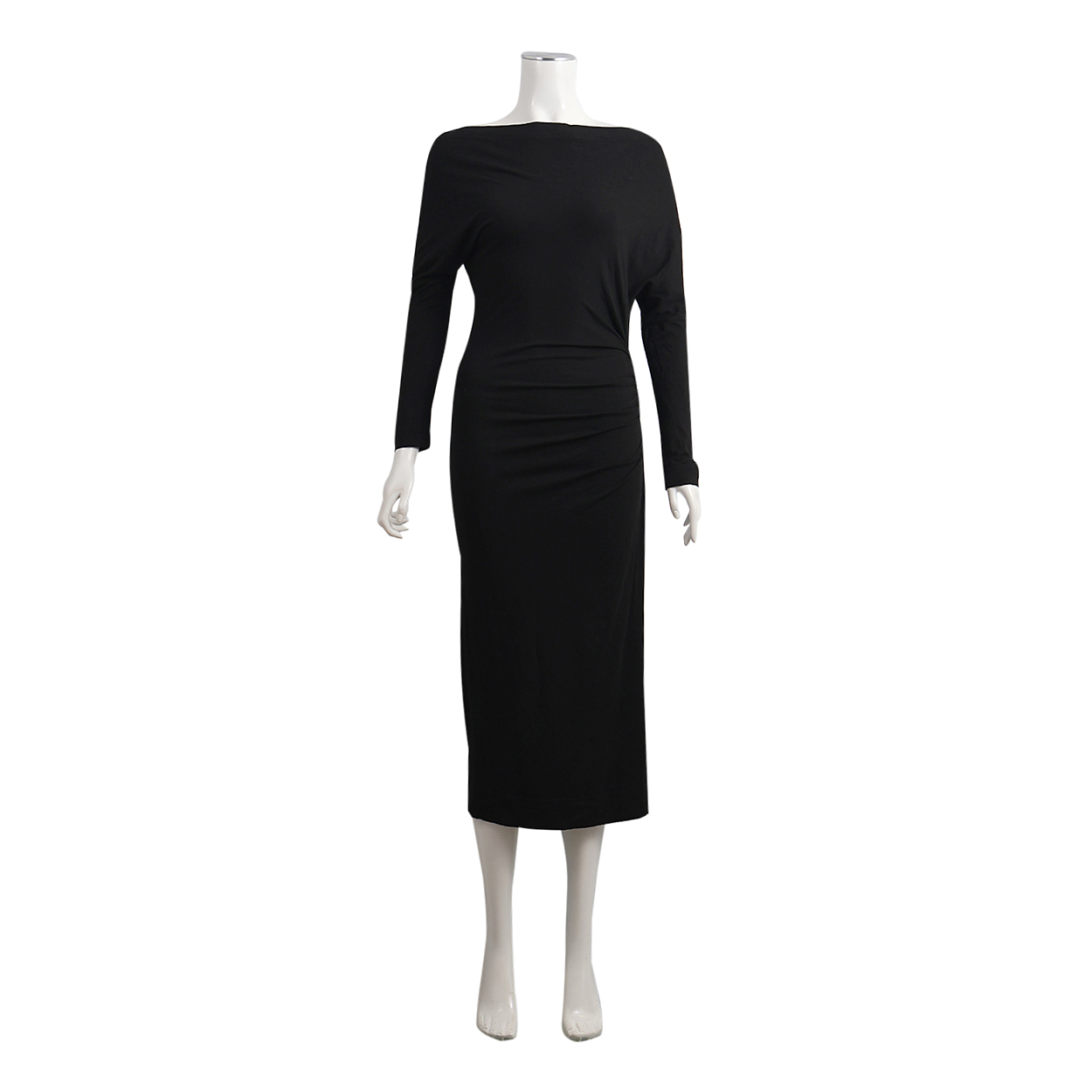Vintage Viscose Ruched Dress Black