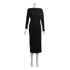 Vintage Viscose Ruched Dress Black