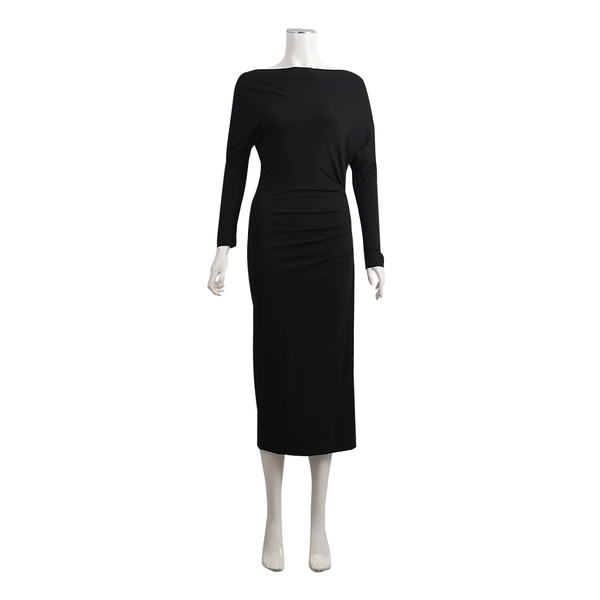 Vintage Viscose Ruched Dress Black