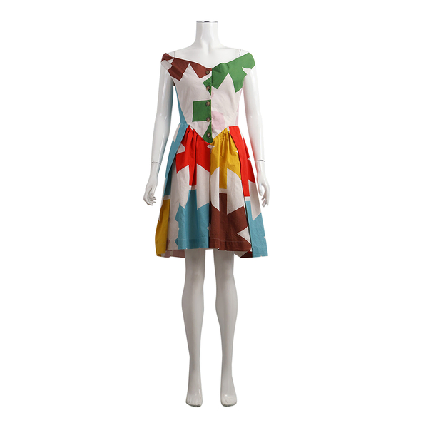 Vintage Cotton Printed Dress Multicolour