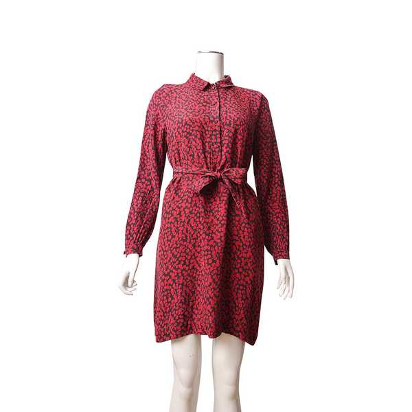 Silk Printed Dress Burgundy