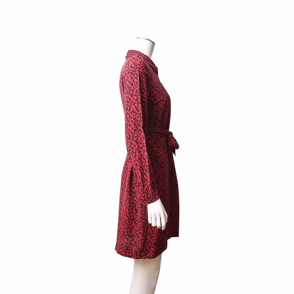 Silk Printed Dress Burgundy