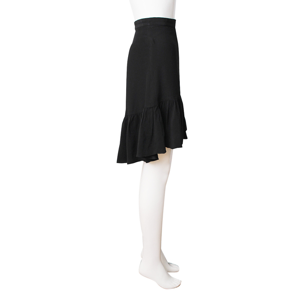 Acetate/Viscose Frill Mini Skirt Black