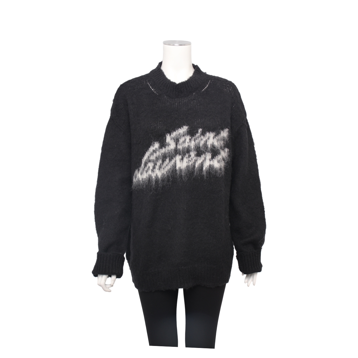 SAINT LAURENT Mohair Logo Sweater Black | Luxity