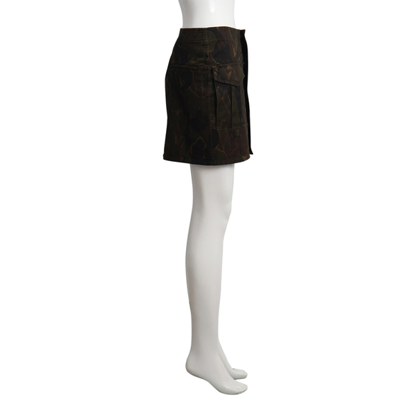 Cotton Blend Mini Skirt Camouflage Green