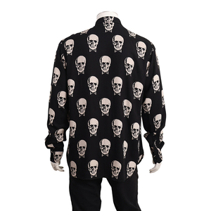 Viscose Skull Print Shirt Black/White, view 3