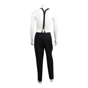 Wool Stripe Suspender Pants Black, view 3