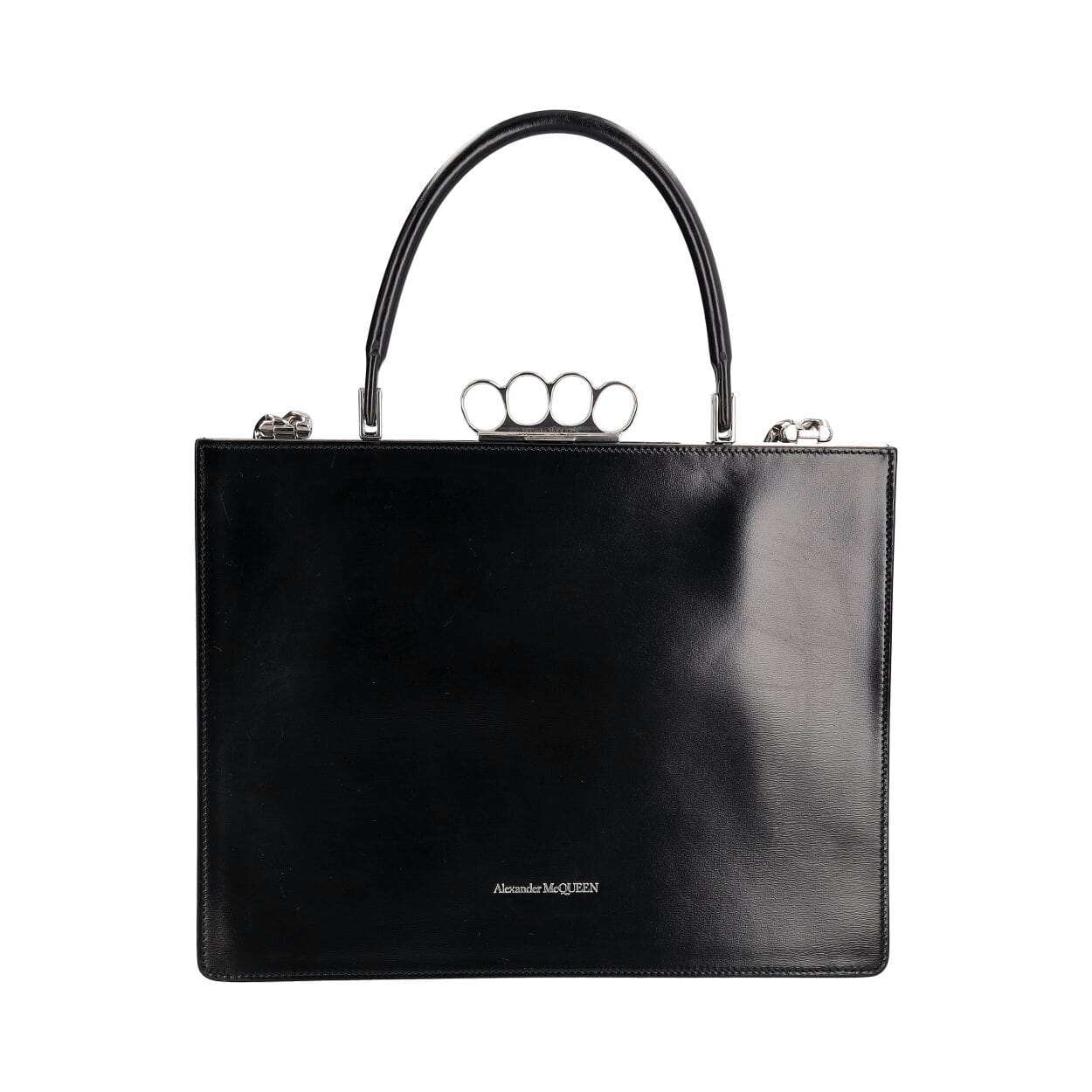 ALEXANDER MCQUEEN Leather The Four Ring Frame Black | Luxity