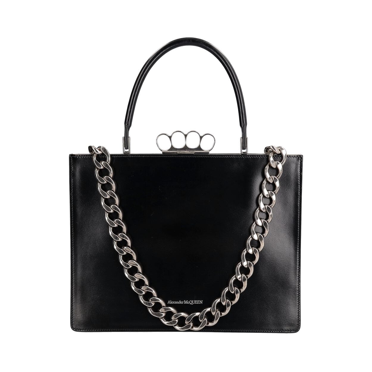 Alexander McQueen ブラック ケース ALEXANDER MCQUEEN Leather The Four Ring Frame Black | Luxity