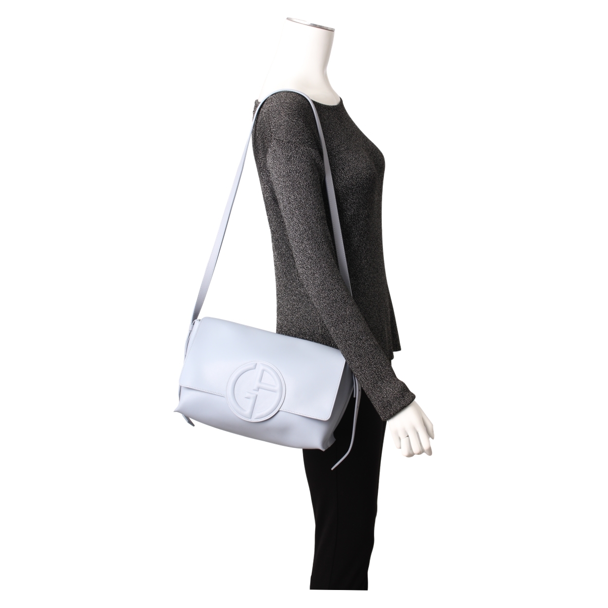 Leather Logo Flap Bag Blue