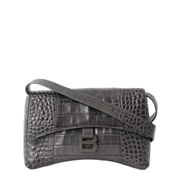 Croc Embossed Treize XS Shoulder Bag Dark Grey