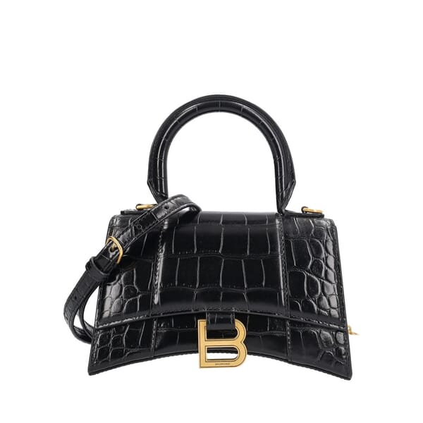 Croc Embossed Hourglass XS Bag Black