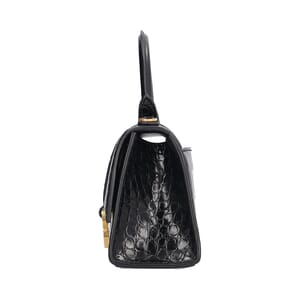 Croc Embossed Hourglass XS Bag Black, view 4