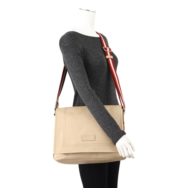 Leather Messenger Ivory/Red