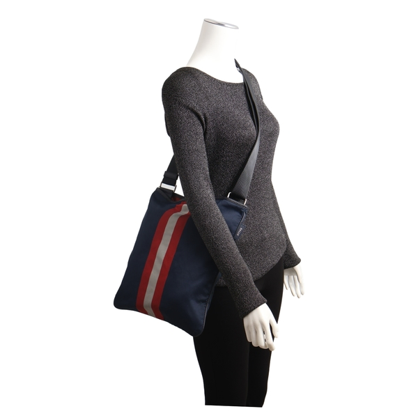 Nylon Ribbon Messenger Bag Navy