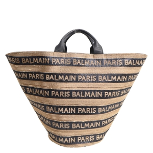 Raffia Logo Tote Beige/Black, view 3