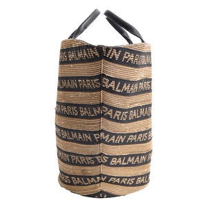 Raffia Logo Tote Beige/Black, view 4