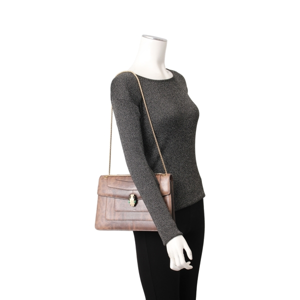 Lizard Embossed Serpenti Forever Shoulder Bag Brown