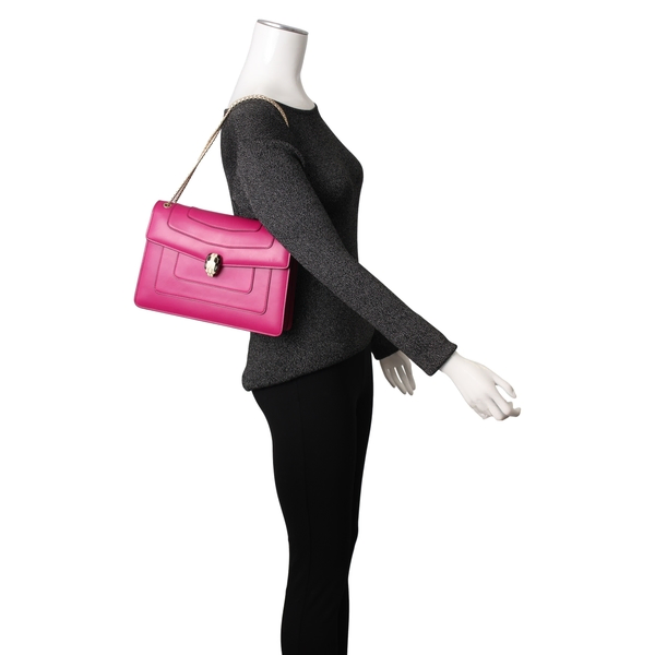 Leather Serpenti Forever Medium Bag Fuchsia