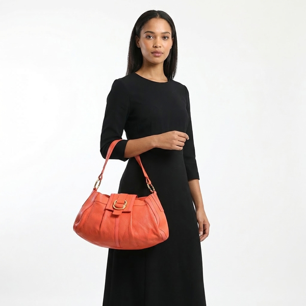 Leather Chandra Shoulder Bag Coral