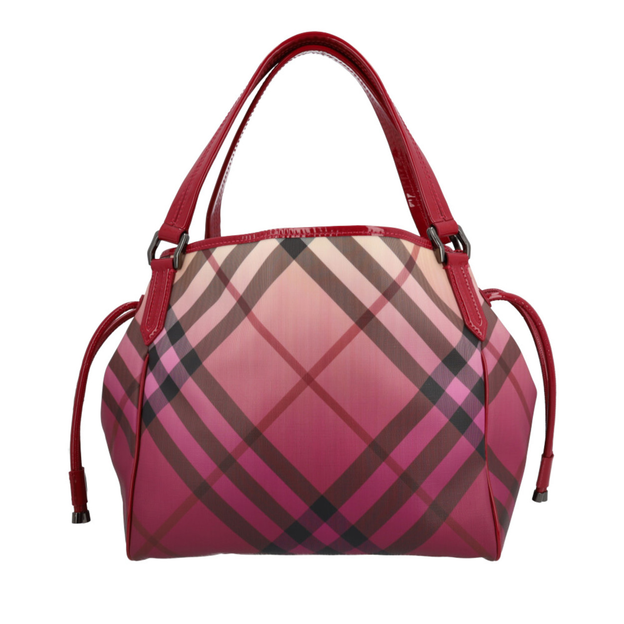 BURBERRY Patent/Nova Check Bilmore Tote Raspberry Sorbet | Luxity